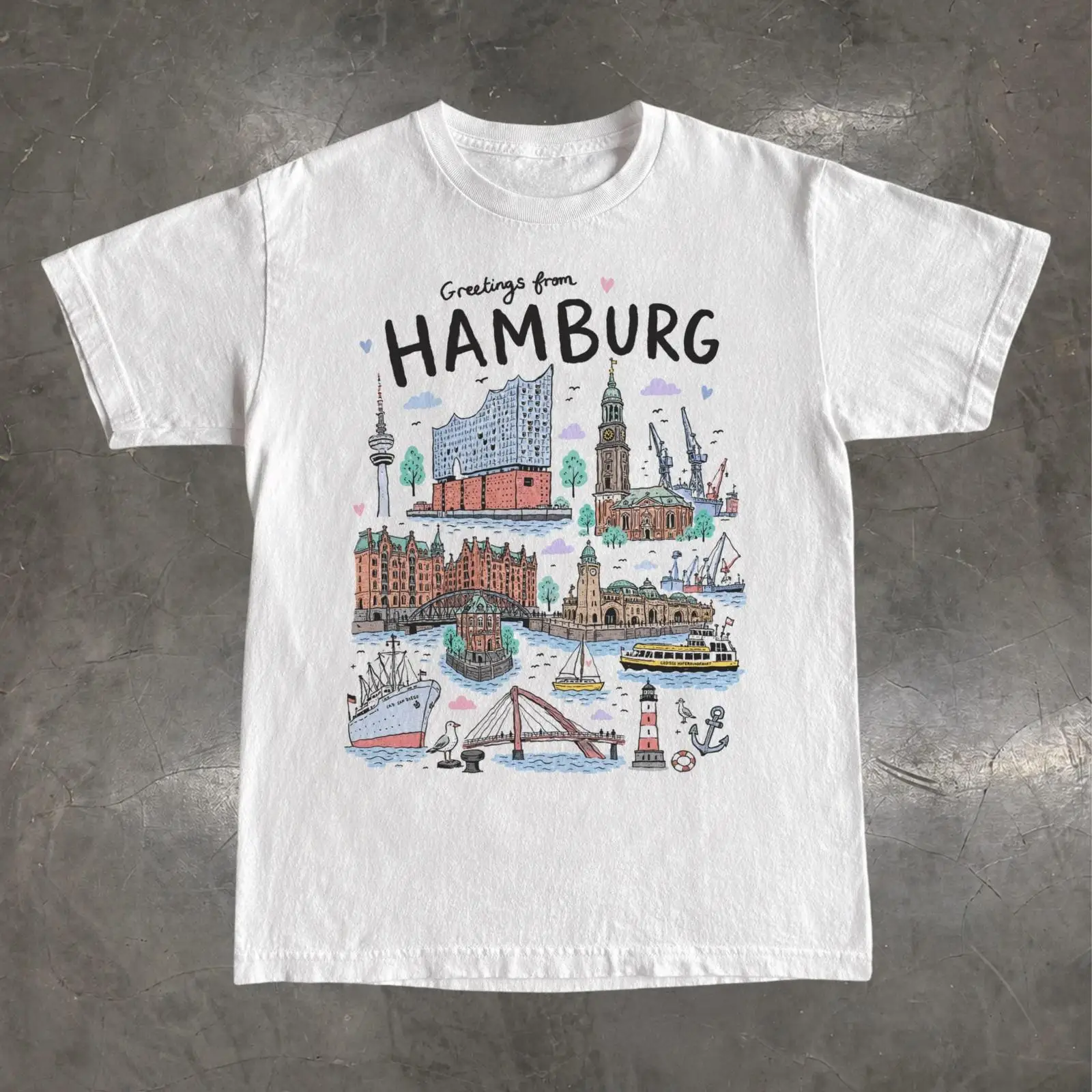 Vintage Fashion Hamburg - Koszulka Hamburg Niemcy Elbphilharmonie Harbor Pamiątka